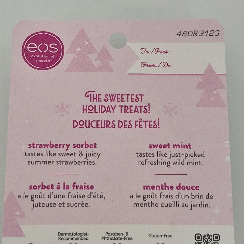 EOS Strawberry Sorbet & Sweet Mint Organic Lip Balm Holiday Collection BRAND NEW